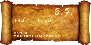 Boháts Fanni névjegykártya
